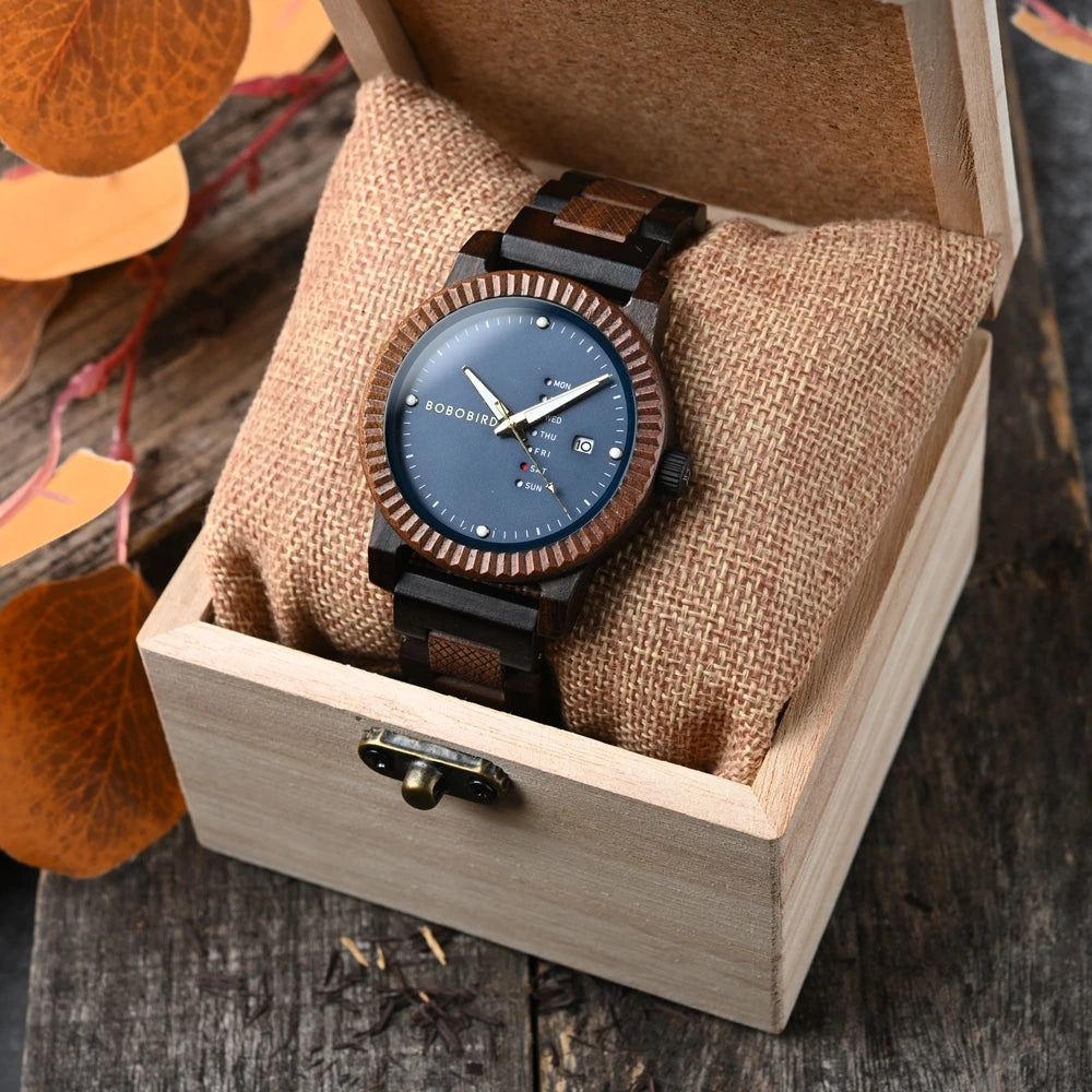 BOBOBIRD Men’s & Couple Wooden Quartz Watch – Fashionable, Custom Gift Box