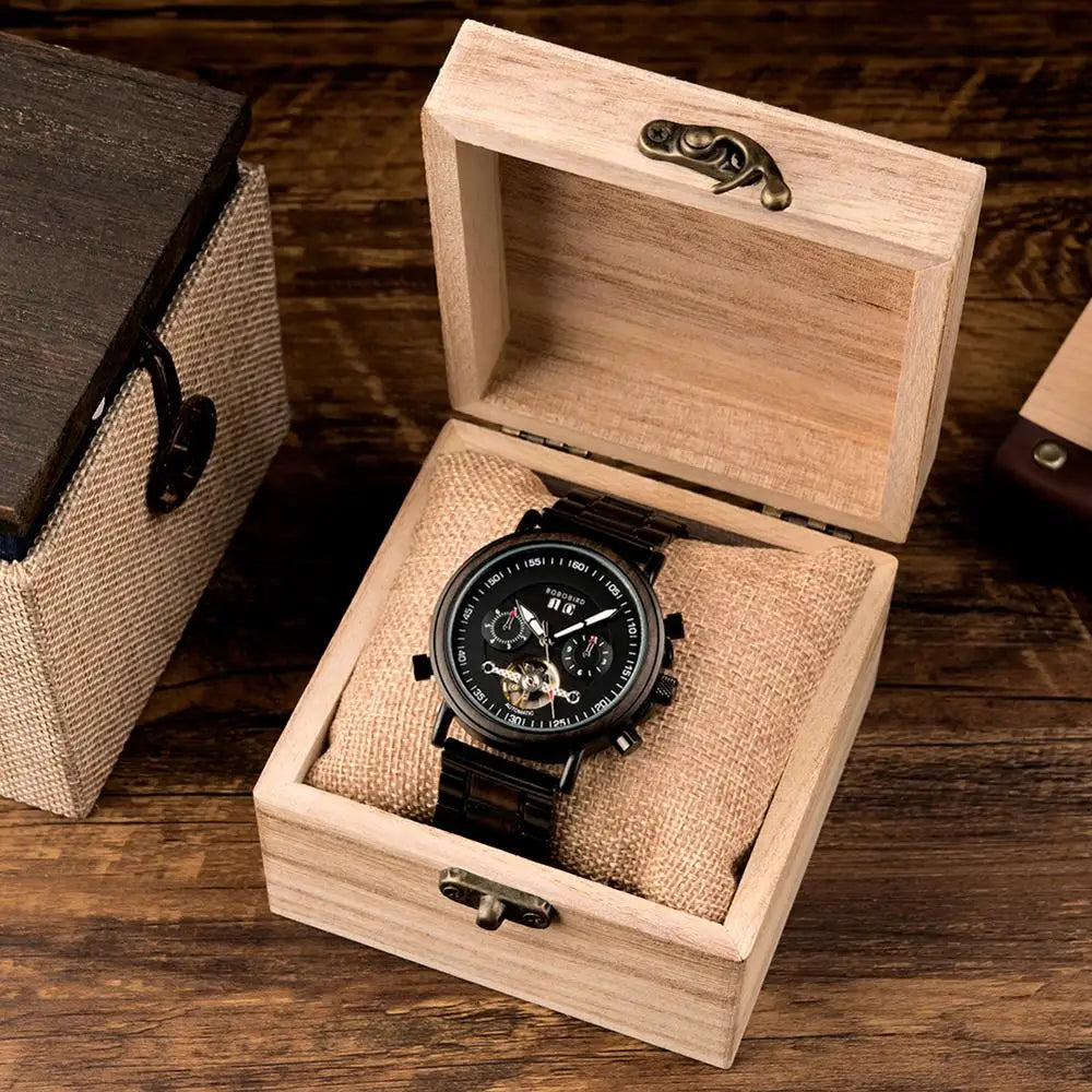 BOBOBIRD Automatic Wooden & Stainless Steel Couple Watches