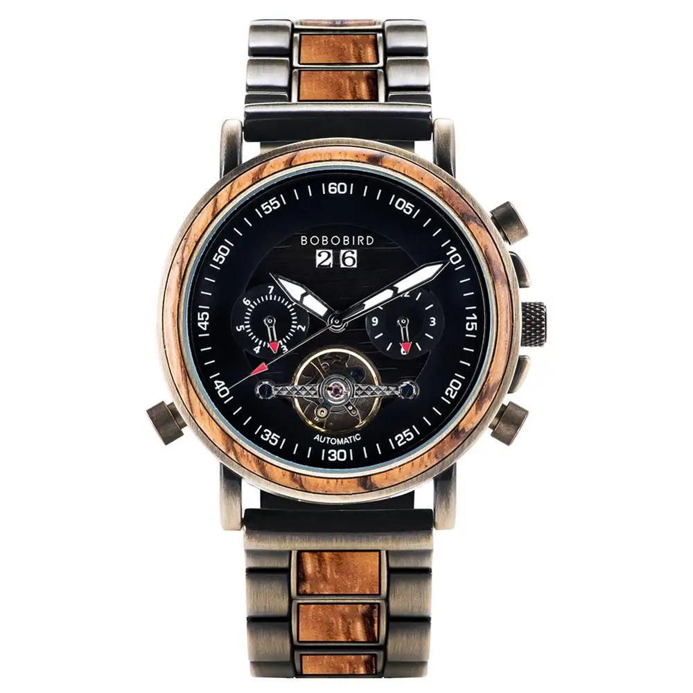 BOBOBIRD Automatic Wooden & Stainless Steel Couple Watches