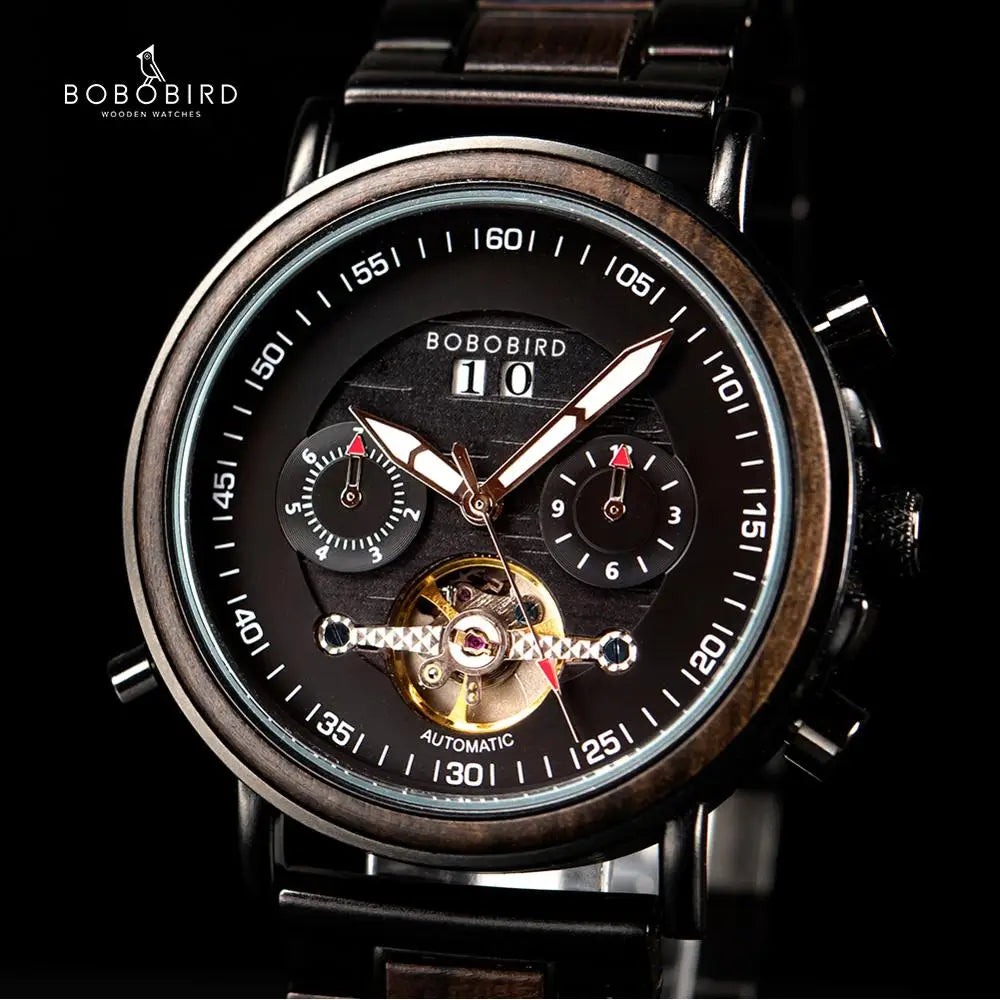 BOBOBIRD Automatic Wooden & Stainless Steel Couple Watches