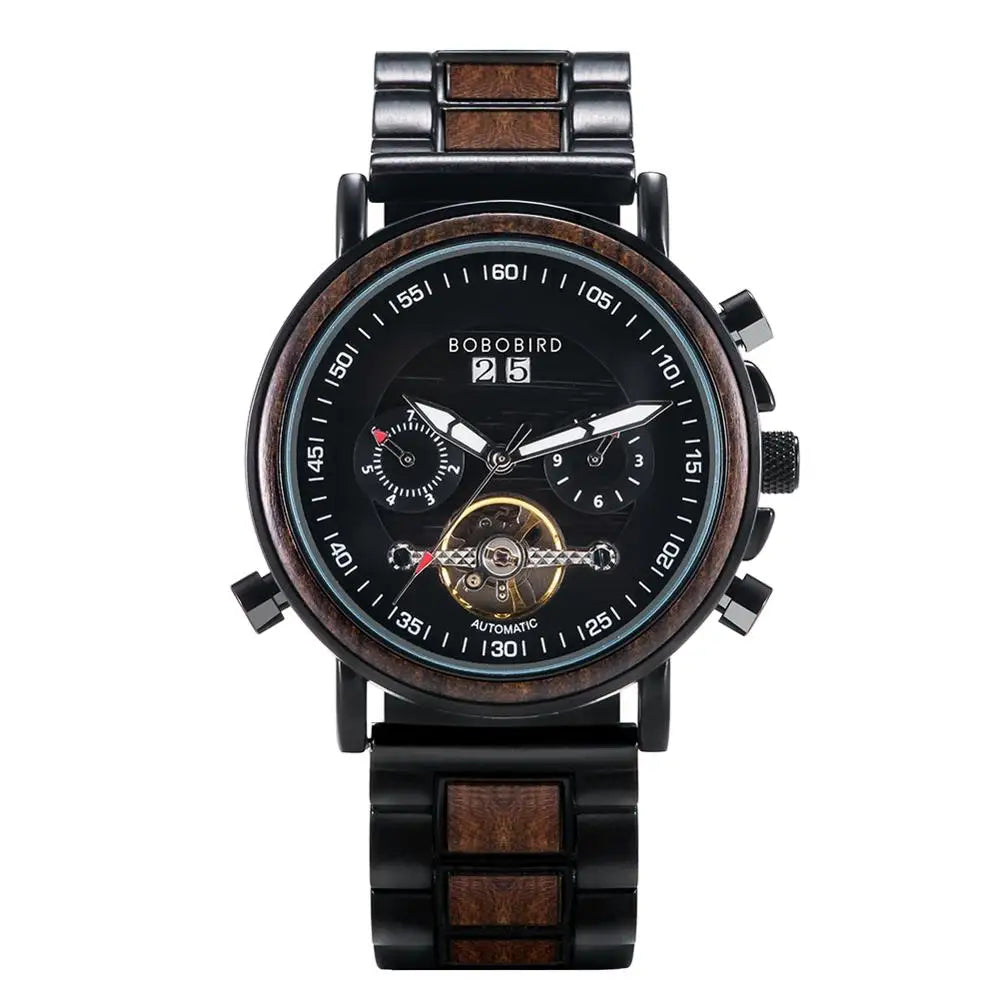 BOBOBIRD Automatic Wooden & Stainless Steel Couple Watches