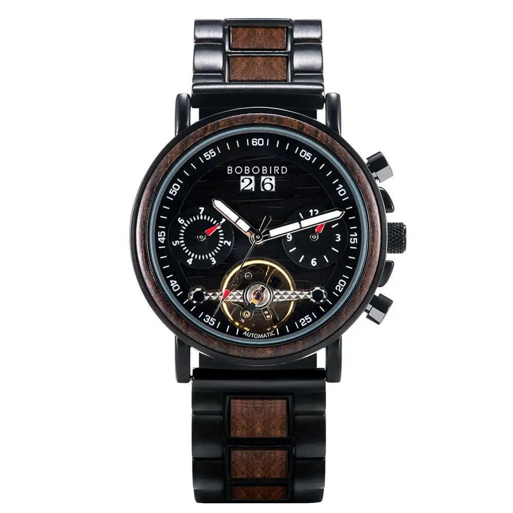 BOBOBIRD Automatic Wooden & Stainless Steel Couple Watches