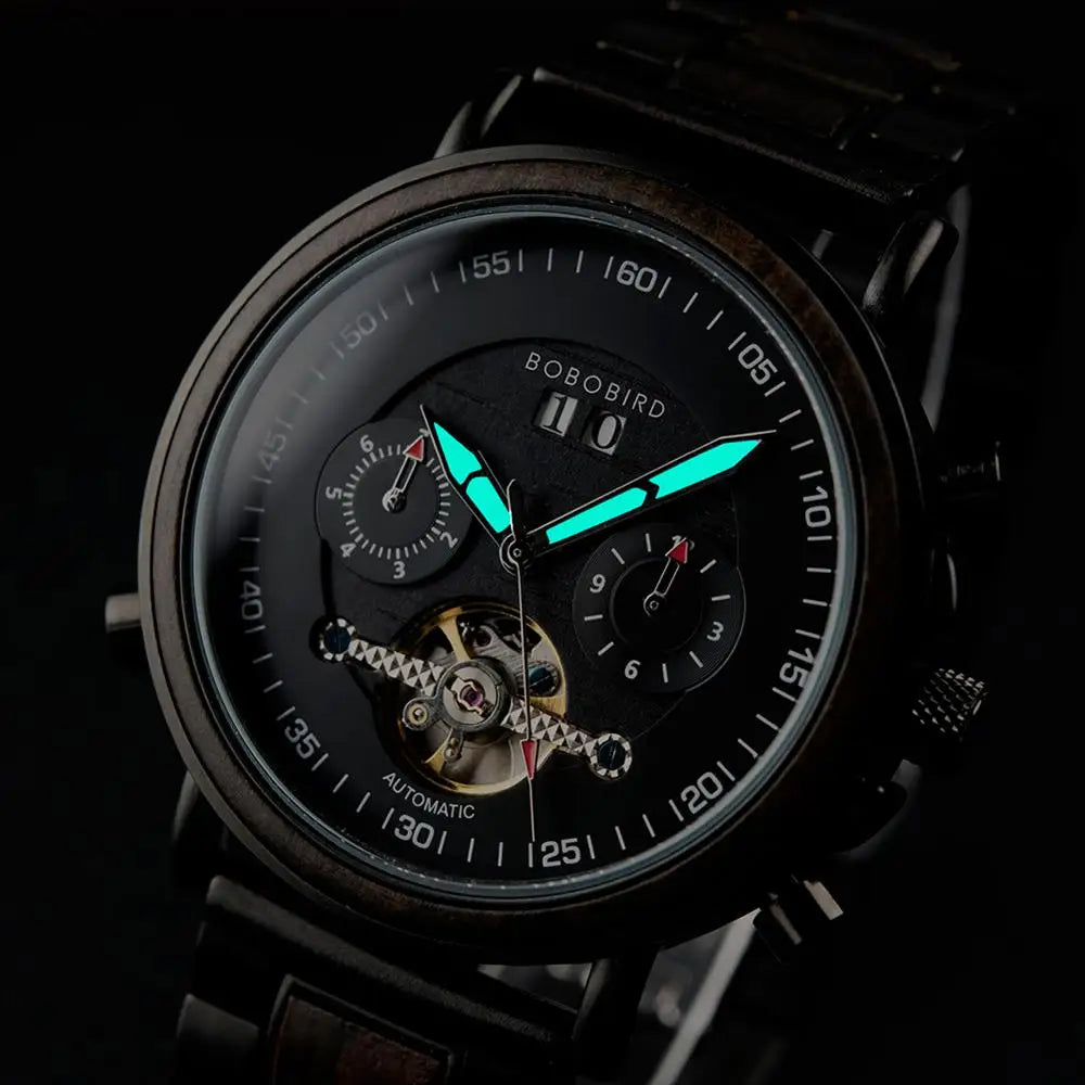 BOBOBIRD Automatic Wooden & Stainless Steel Couple Watches