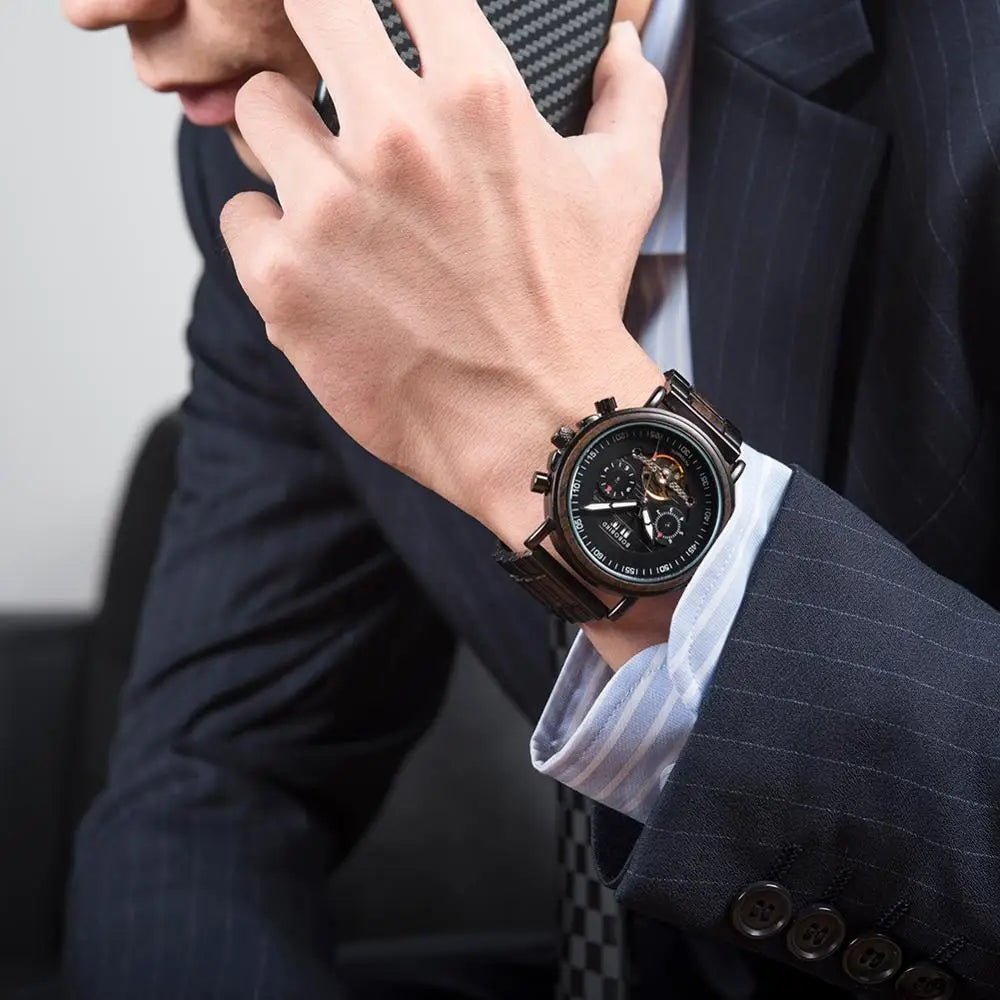 BOBOBIRD Automatic Wooden & Stainless Steel Couple Watches