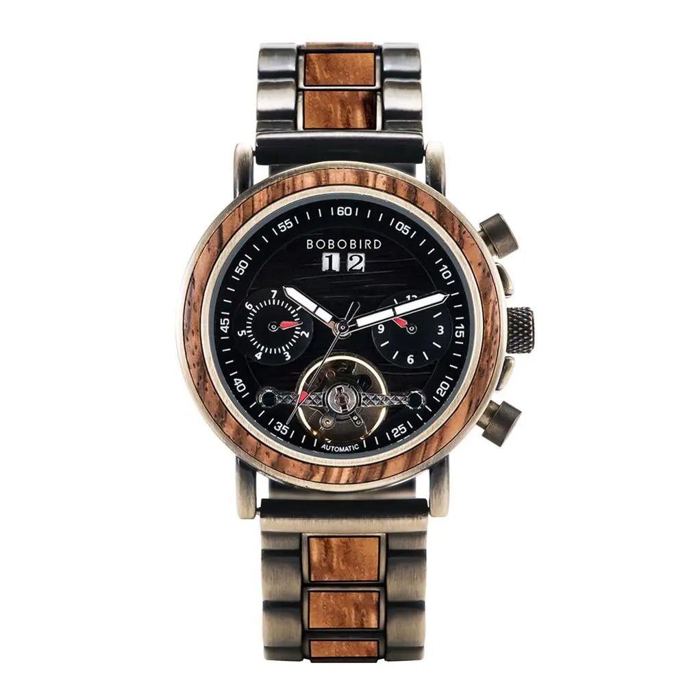 BOBOBIRD Automatic Wooden & Stainless Steel Couple Watches