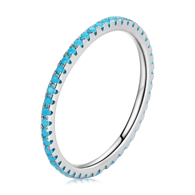 BAMOER 925 Sterling Silver CZ Pave Stackable Ring – Gold Plated Eternity Band