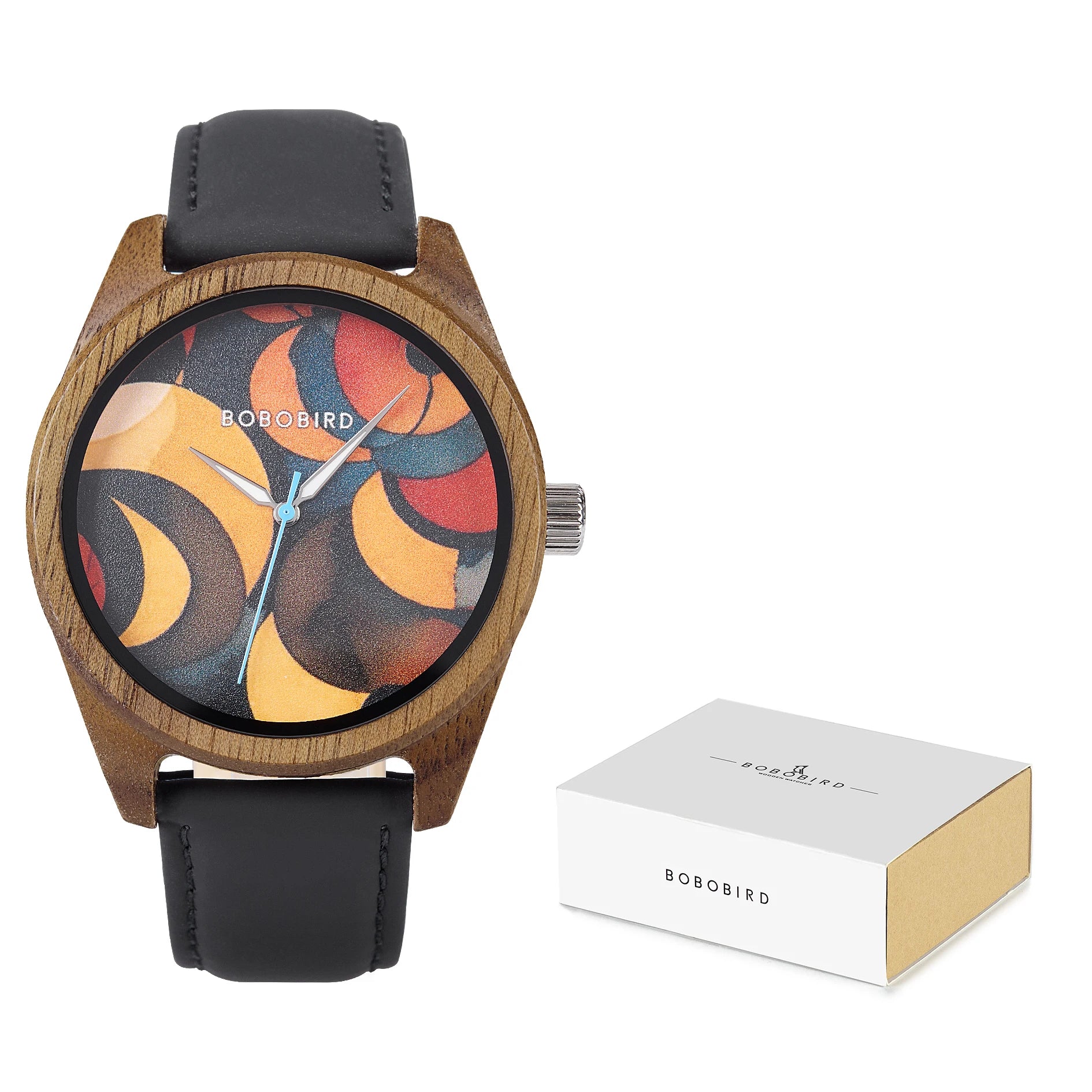 BOBOBIRD 2025 Wooden Watch for Men – Black Leather & Walnut Design