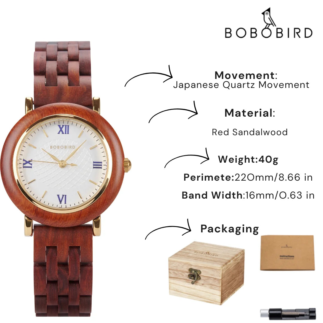 BOBOBIRD Elegant Women’s Wooden Quartz Watch