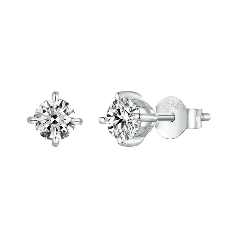 BAMOER 925 Sterling Silver Mini Moissanite Stud Earrings