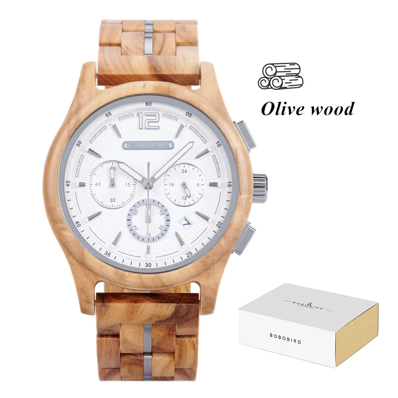 BOBOBIRD Luxury Wooden Men’s Multi-Functional Quartz Watch
