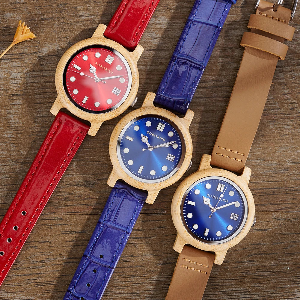 BOBOBIRD Bamboo Ladies Wooden Watch – Elegant Lightweight Quartz Watch for Women