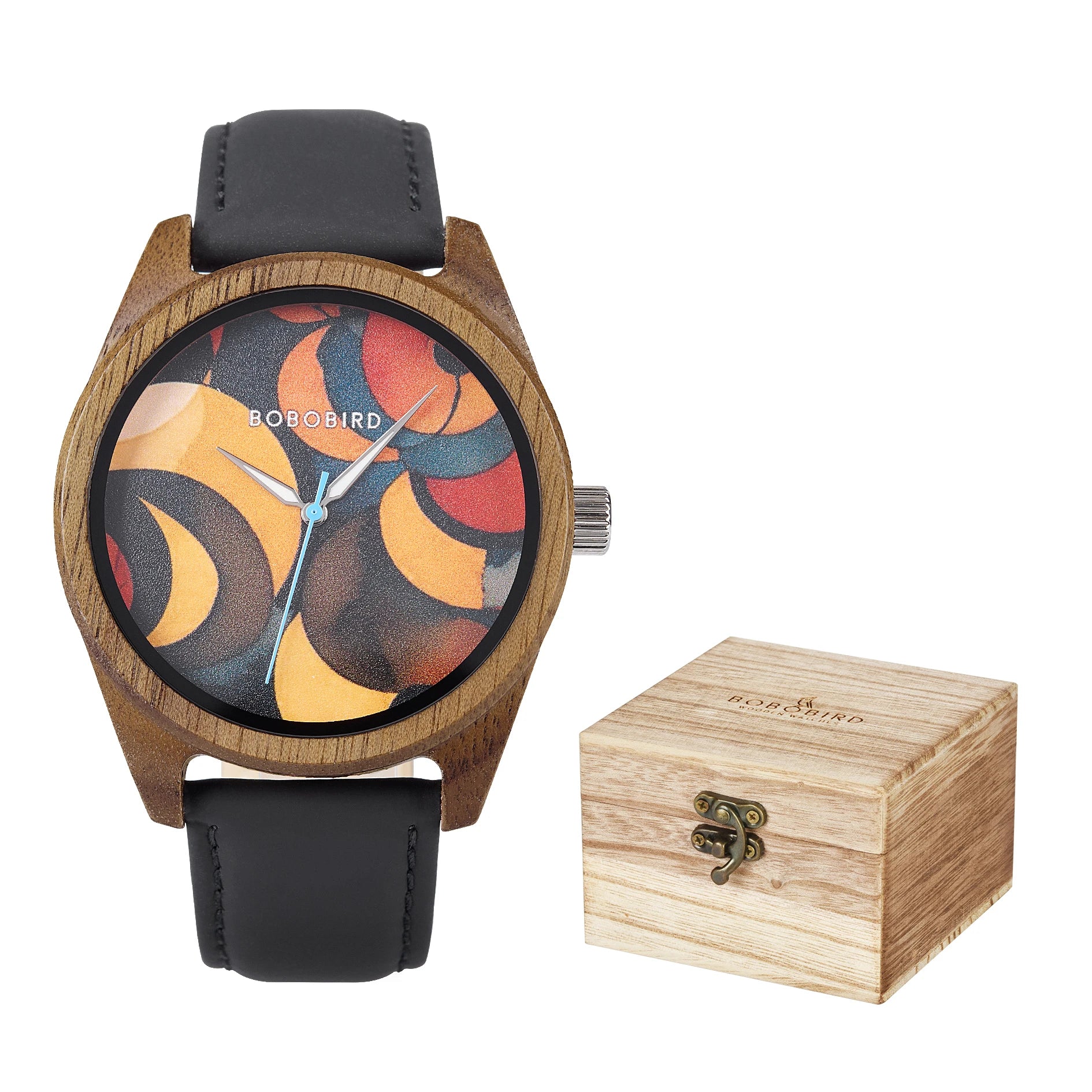 BOBOBIRD 2025 Wooden Watch for Men – Black Leather & Walnut Design