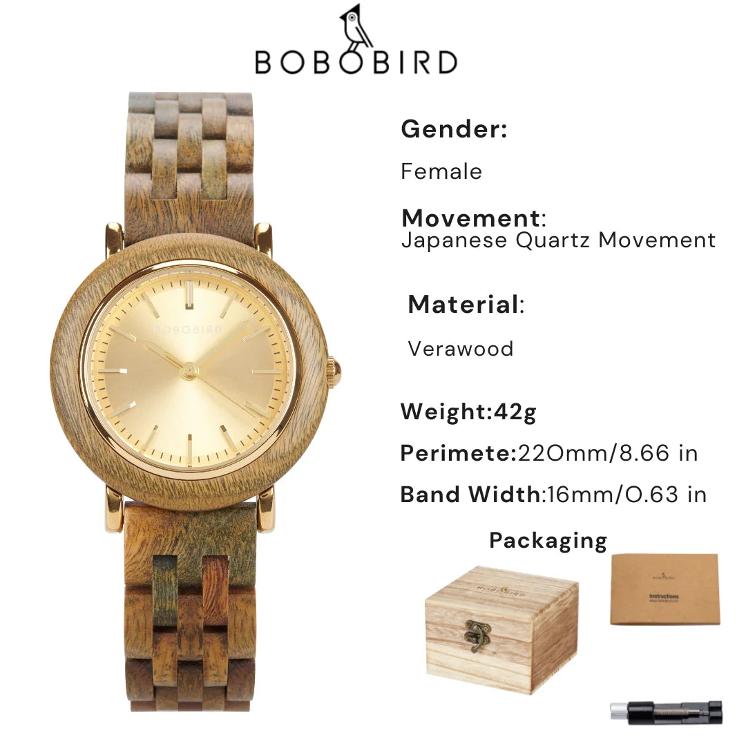 BOBOBIRD Elegant Women’s Wooden Quartz Watch