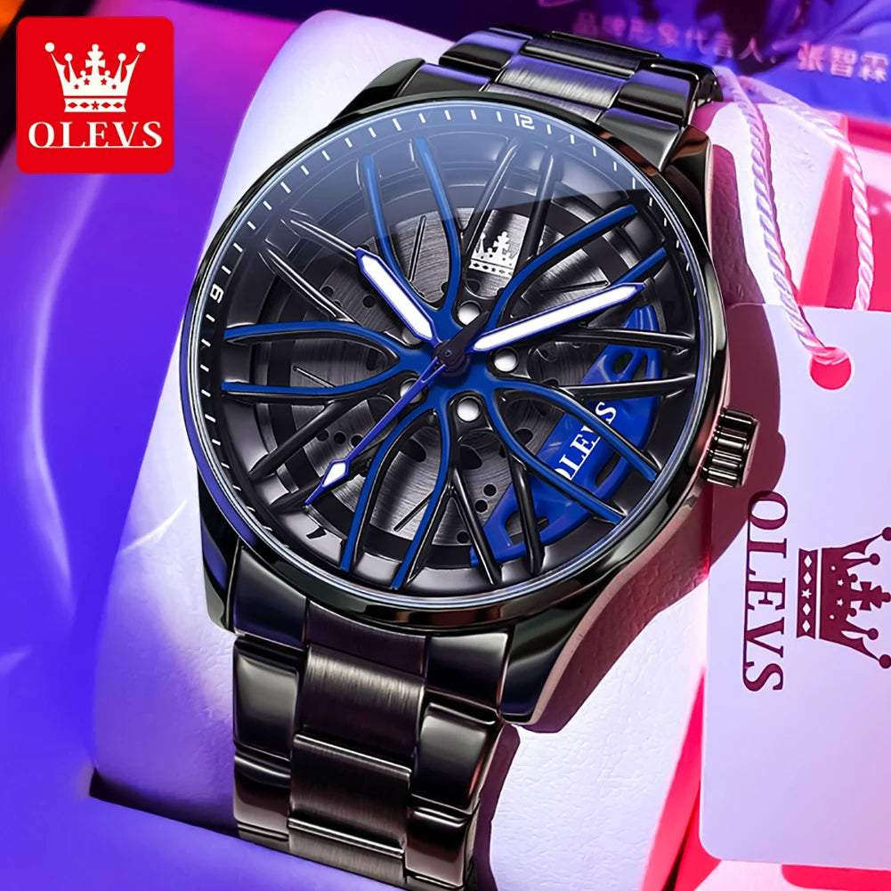 OLEVS Men’s Luxury Quartz Watch – Stainless Steel, Waterproof, Sporty Rotary Design, Fashion & High-Quality