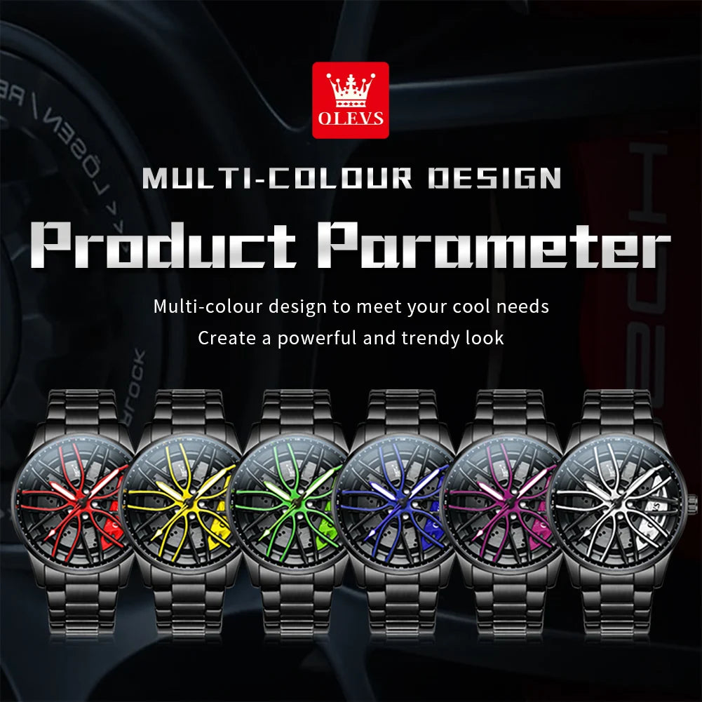 OLEVS Men’s Luxury Quartz Watch – Stainless Steel, Waterproof, Sporty Rotary Design, Fashion & High-Quality