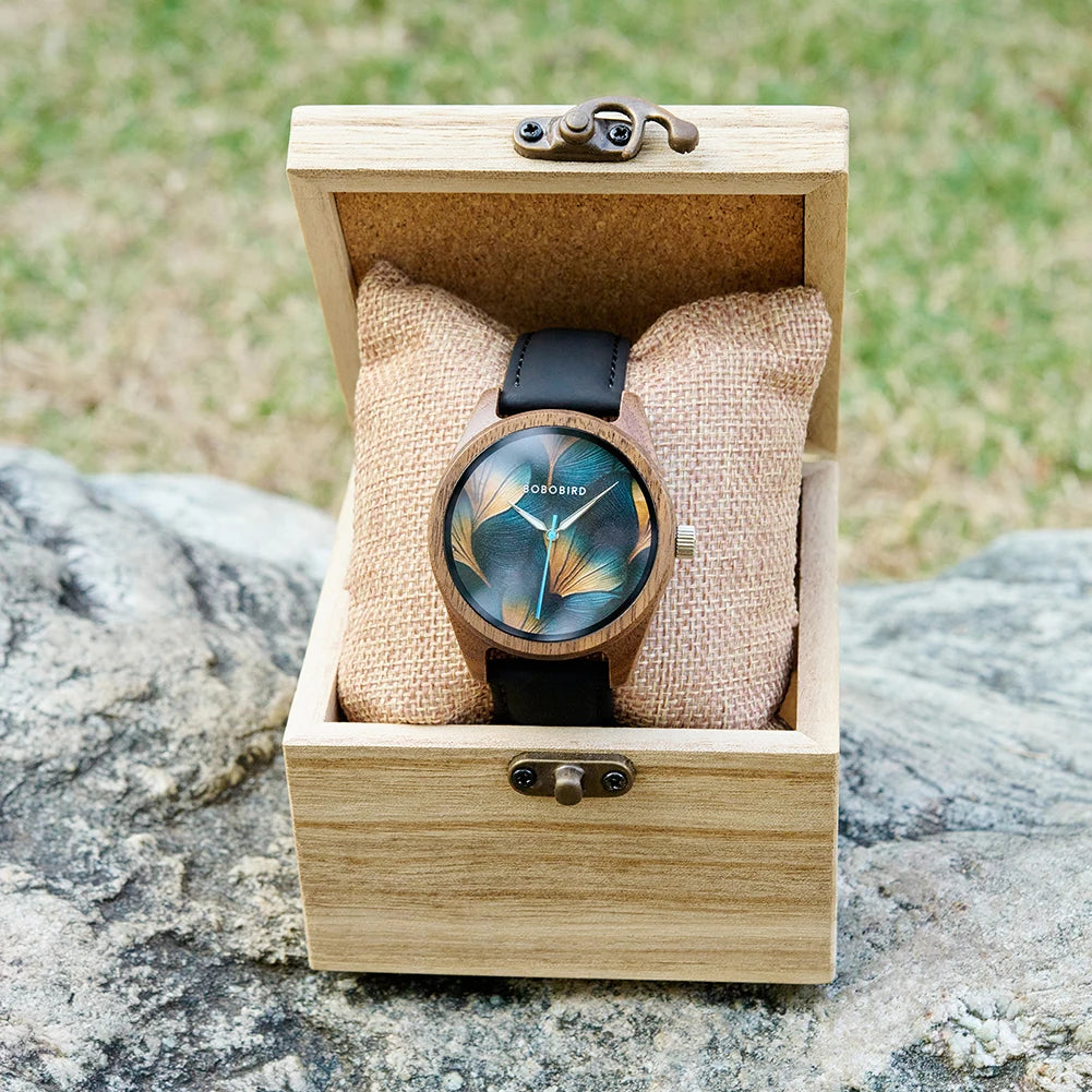 BOBOBIRD 2025 Wooden Watch for Men – Black Leather & Walnut Design