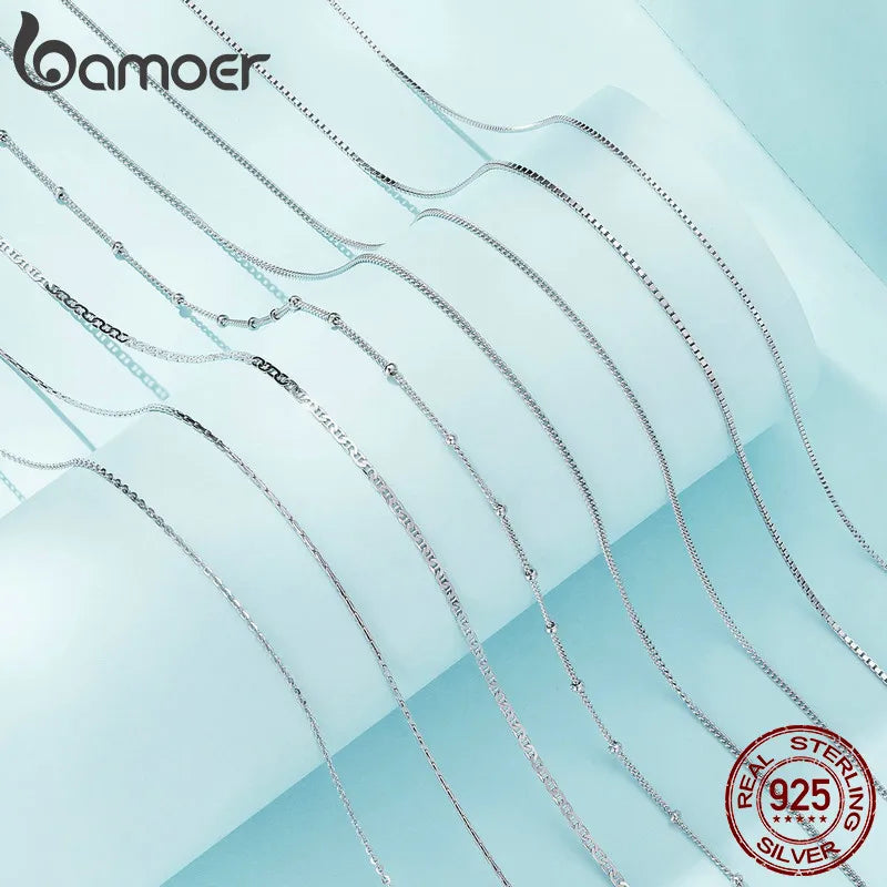 BAMOER 925 Sterling Silver O-Chain Adjustable Necklace