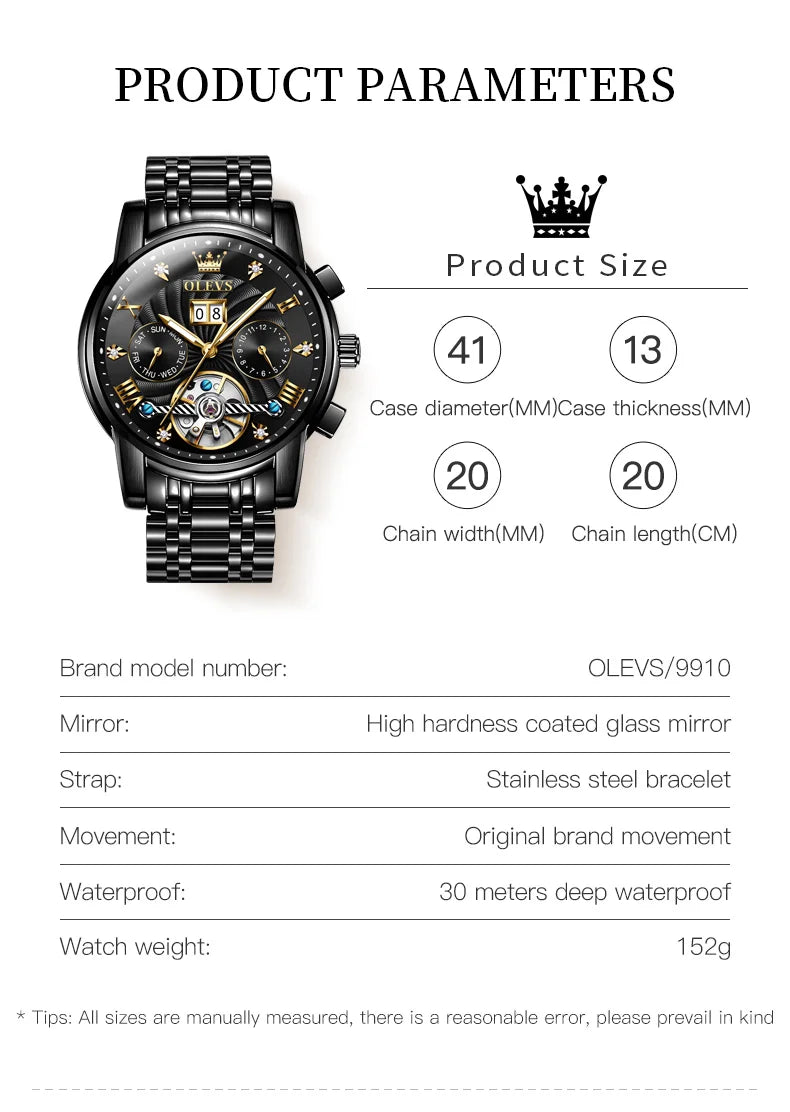 OLEVS Men’s Tourbillon Automatic Watch