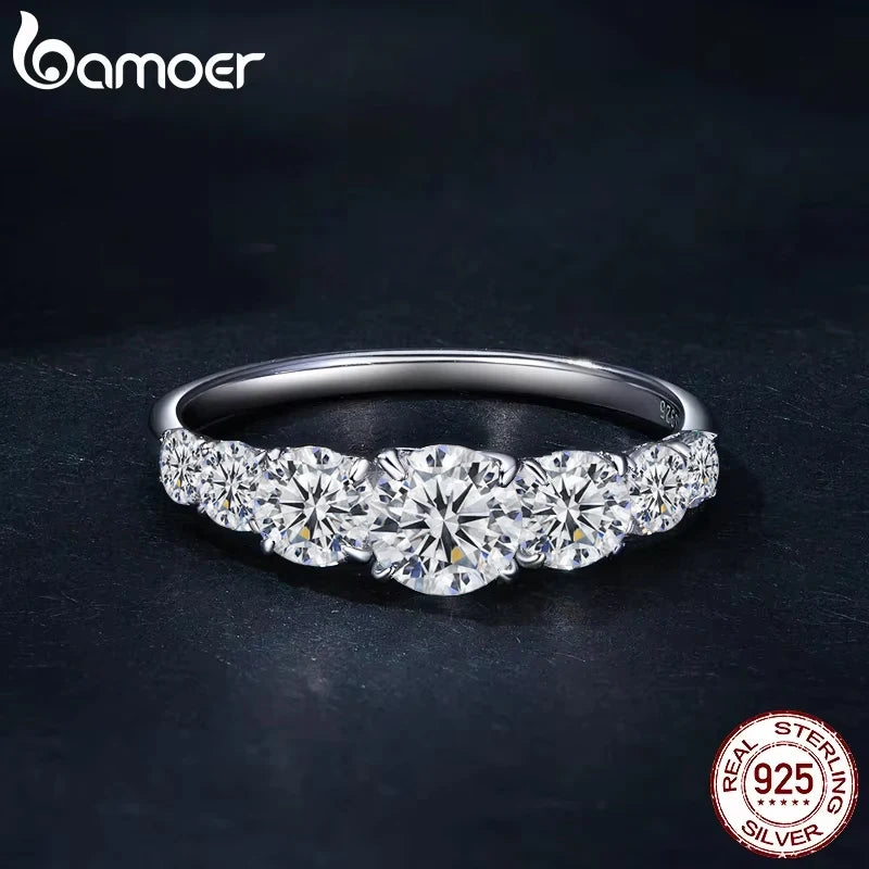 Bamoer Moissanite Heart Ring 925 Sterling Silver Women Engagement Jewelry