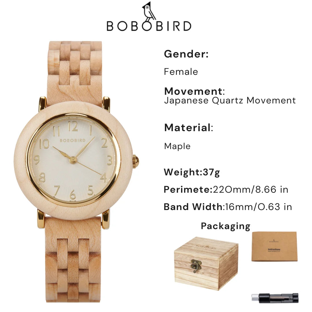 BOBOBIRD Elegant Women’s Wooden Quartz Watch