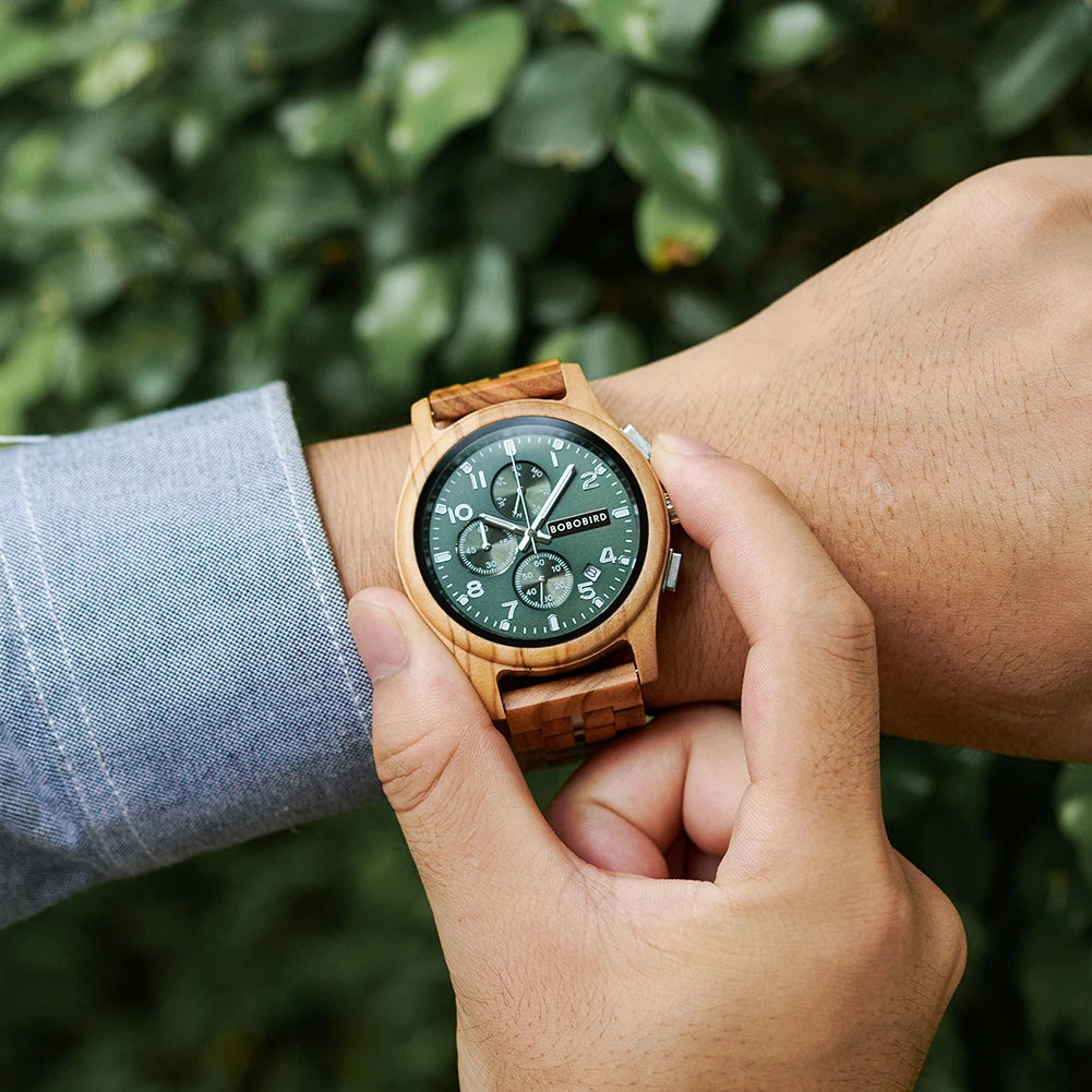 BOBOBIRD Luxury Wooden Men’s Multi-Functional Quartz Watch