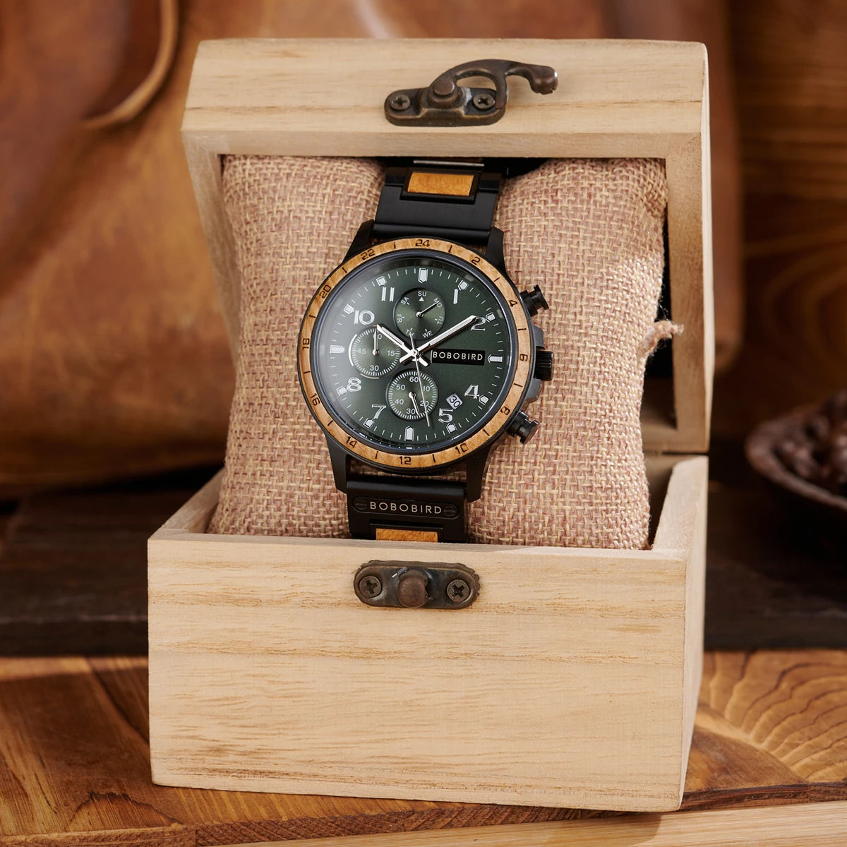 BOBOBIRD Luxury Wooden Men’s Multi-Functional Quartz Watch