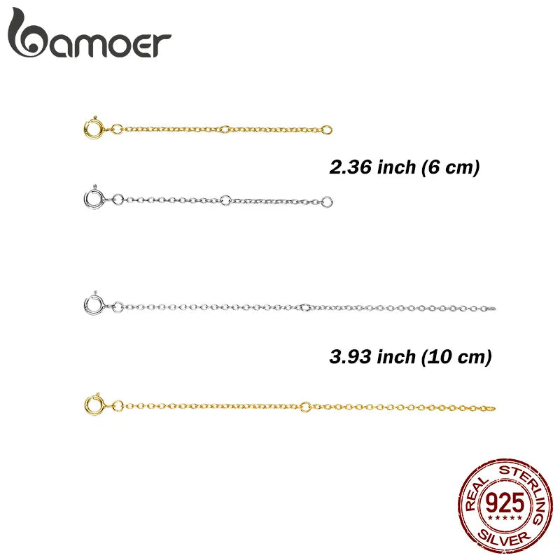 BAMOER 14K Gold Plated Silver Necklace Extension Chain
