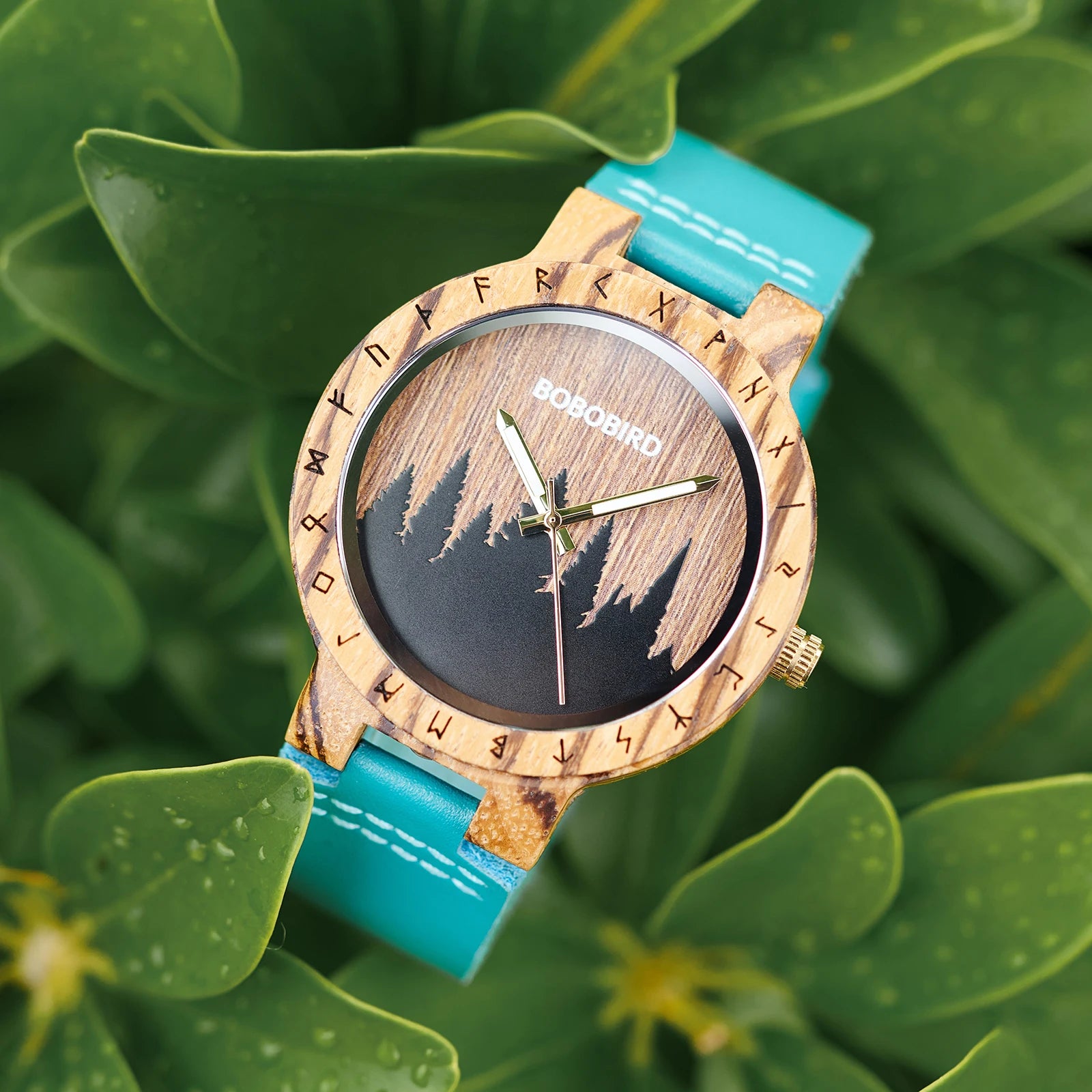 BOBOBIRD Viking Symbol Wooden Quartz Watch – Men’s Forest Design with Gift Box