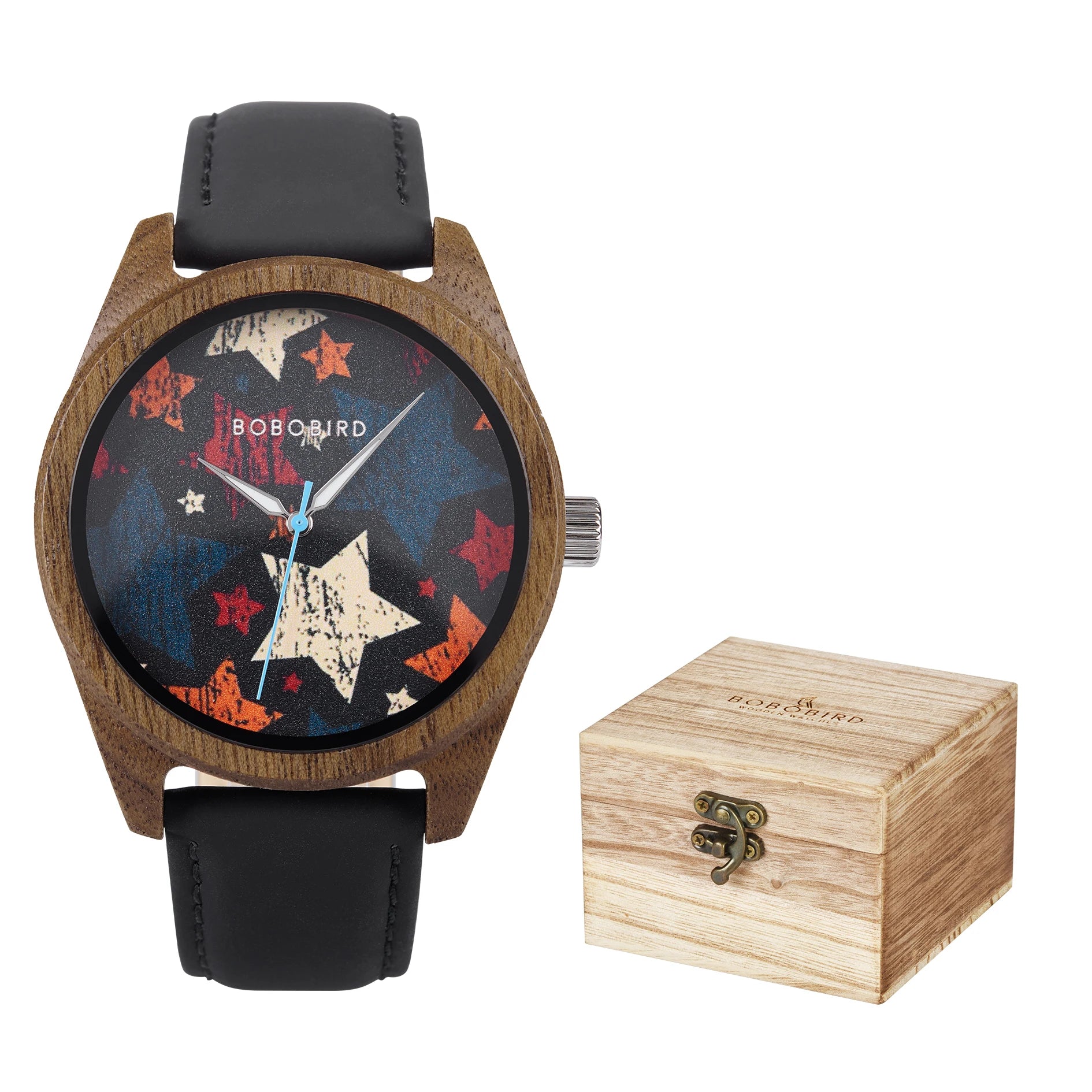 BOBOBIRD 2025 Wooden Watch for Men – Black Leather & Walnut Design