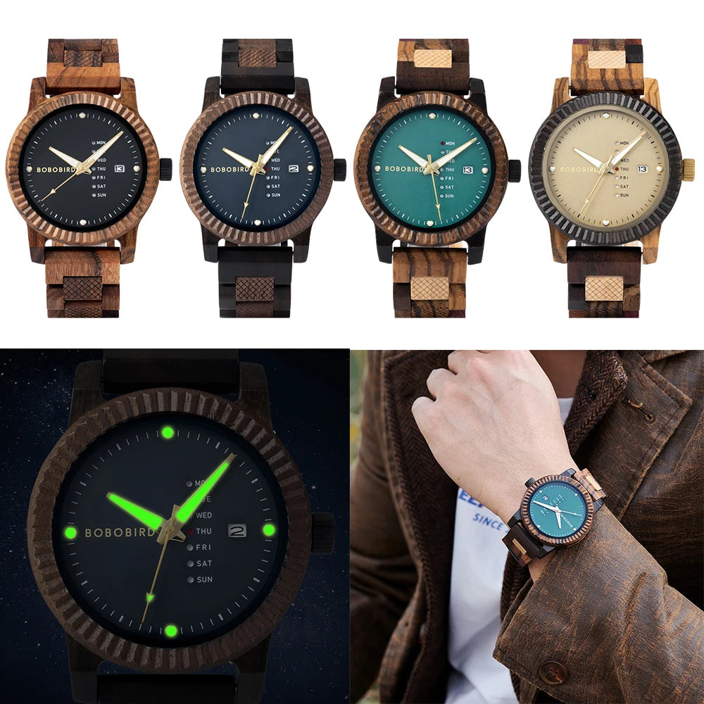 BOBOBIRD Men’s & Couple Wooden Quartz Watch – Fashionable, Custom Gift Box