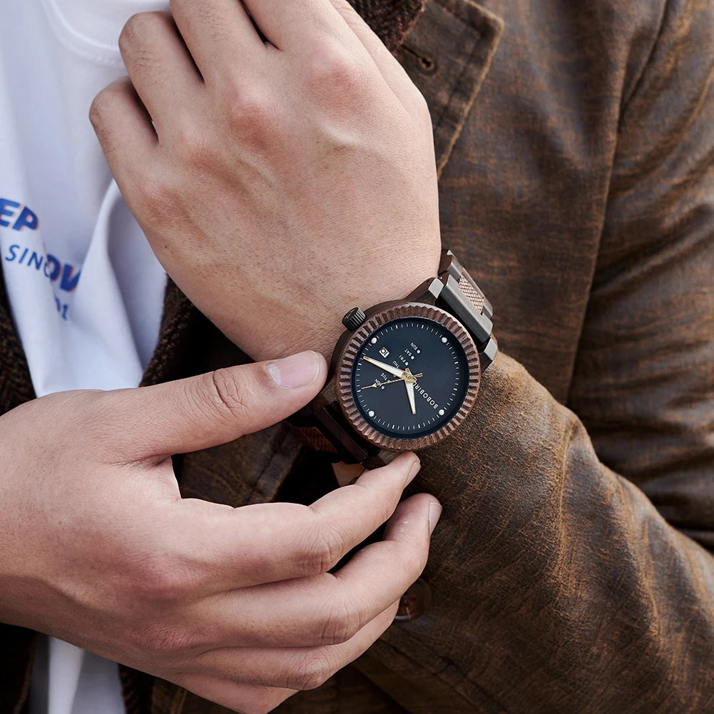 BOBOBIRD Men’s & Couple Wooden Quartz Watch – Fashionable, Custom Gift Box