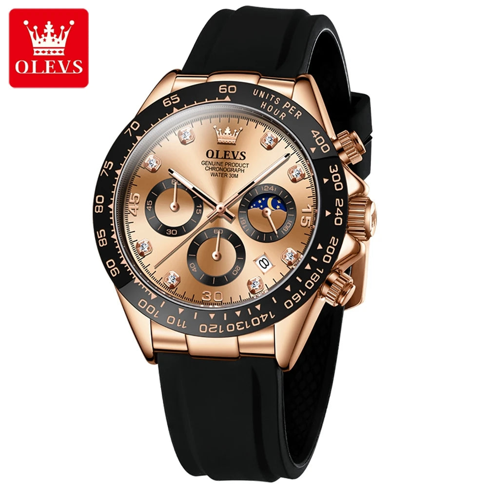 OLEVS Luxury Men’s Quartz Watch – Waterproof, Luminous, Chronograph & Date, Sport Design