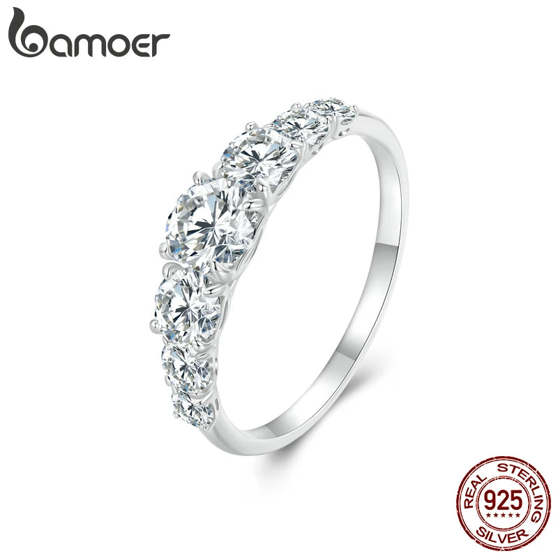 Bamoer Moissanite Heart Ring 925 Sterling Silver Women Engagement Jewelry