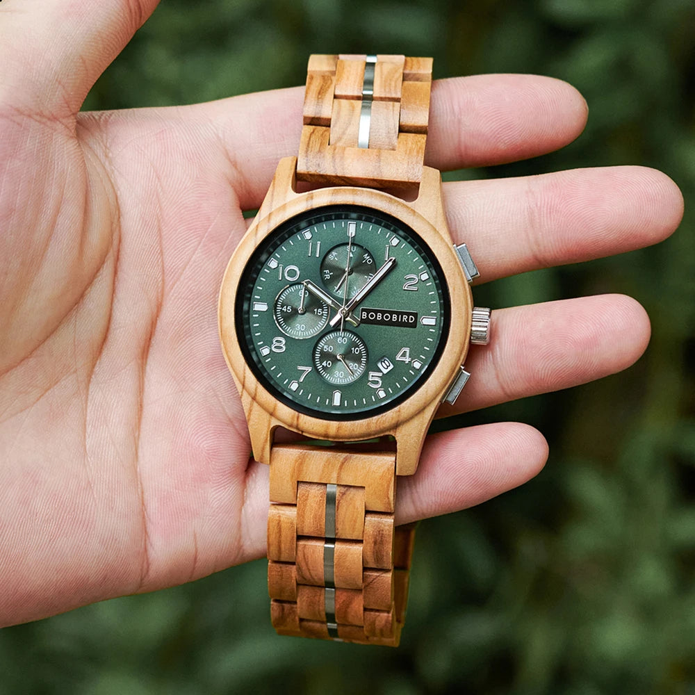 BOBOBIRD Luxury Wooden Men’s Multi-Functional Quartz Watch
