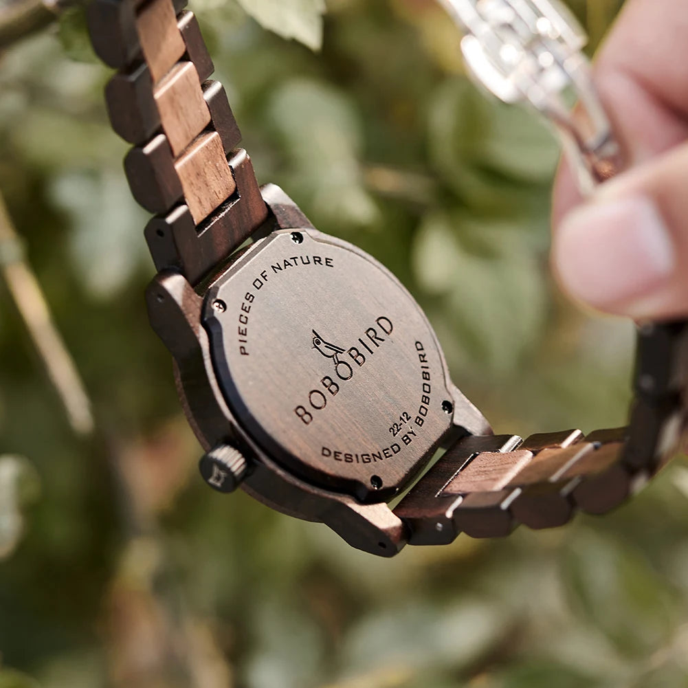 BOBOBIRD Men’s & Couple Wooden Quartz Watch – Fashionable, Custom Gift Box