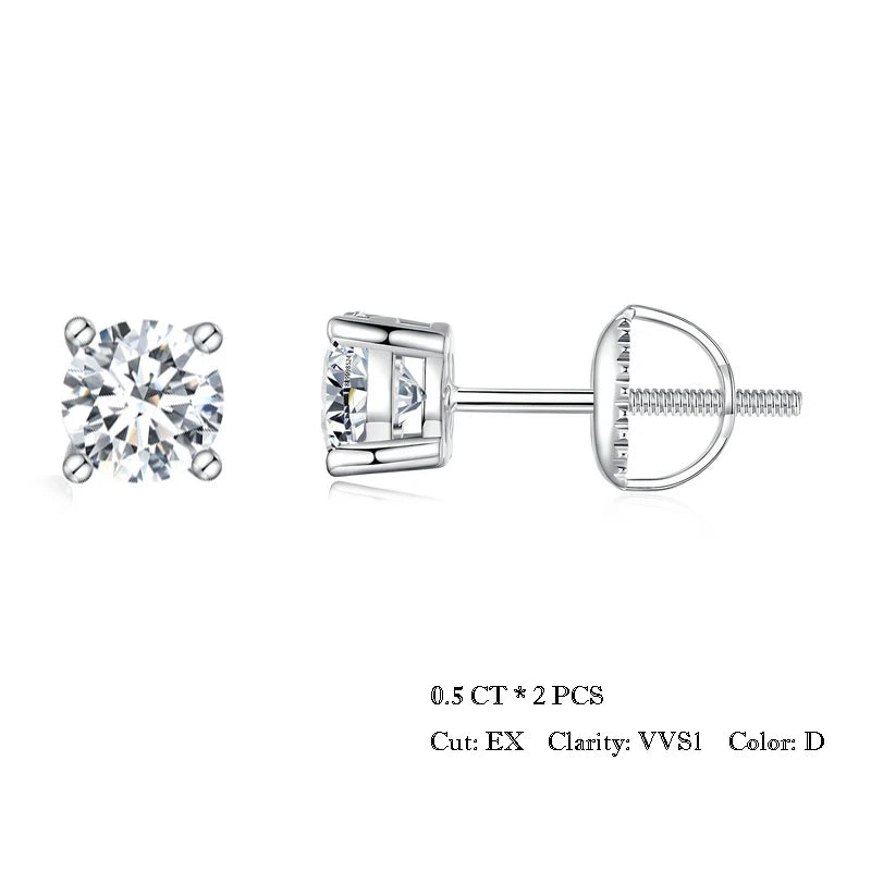 BAMOER 2CT Moissanite 925 Silver Earrings for Women