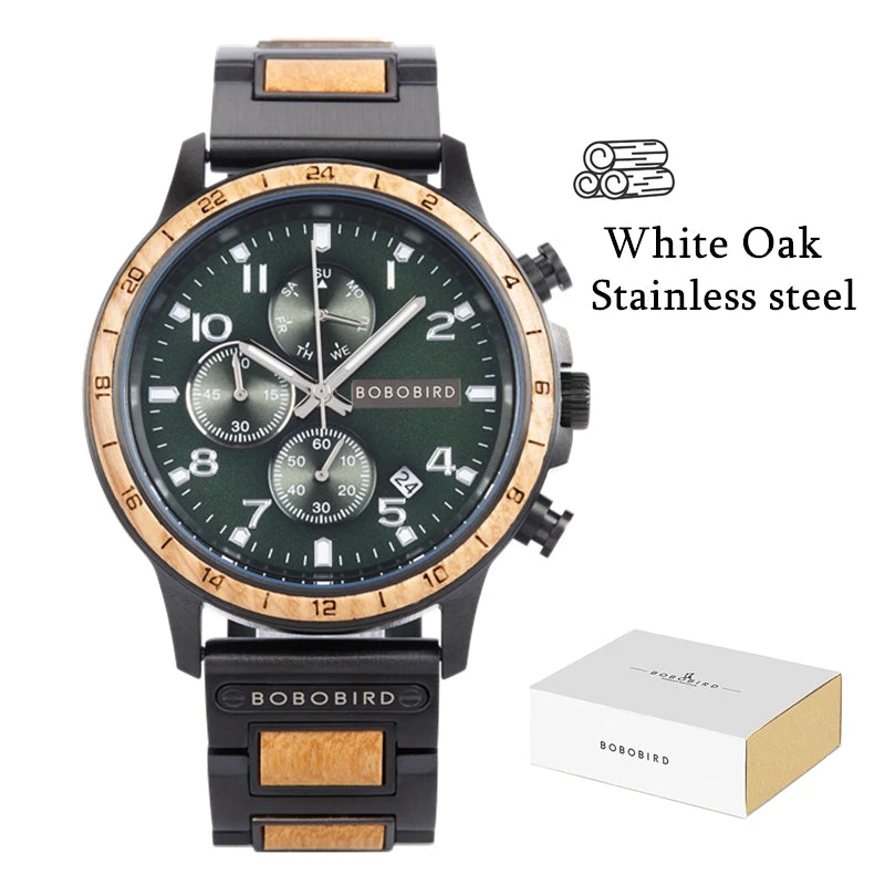 BOBOBIRD Luxury Wooden Men’s Multi-Functional Quartz Watch