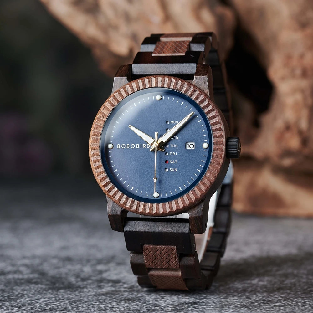 BOBOBIRD Men’s & Couple Wooden Quartz Watch – Fashionable, Custom Gift Box