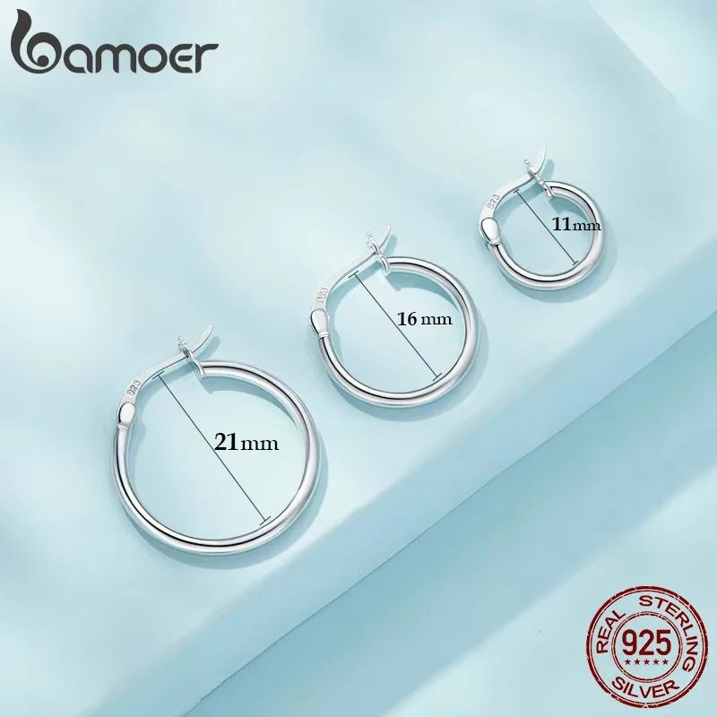 BAMOER 925 Sterling Silver Bold Classic Hoop Earring