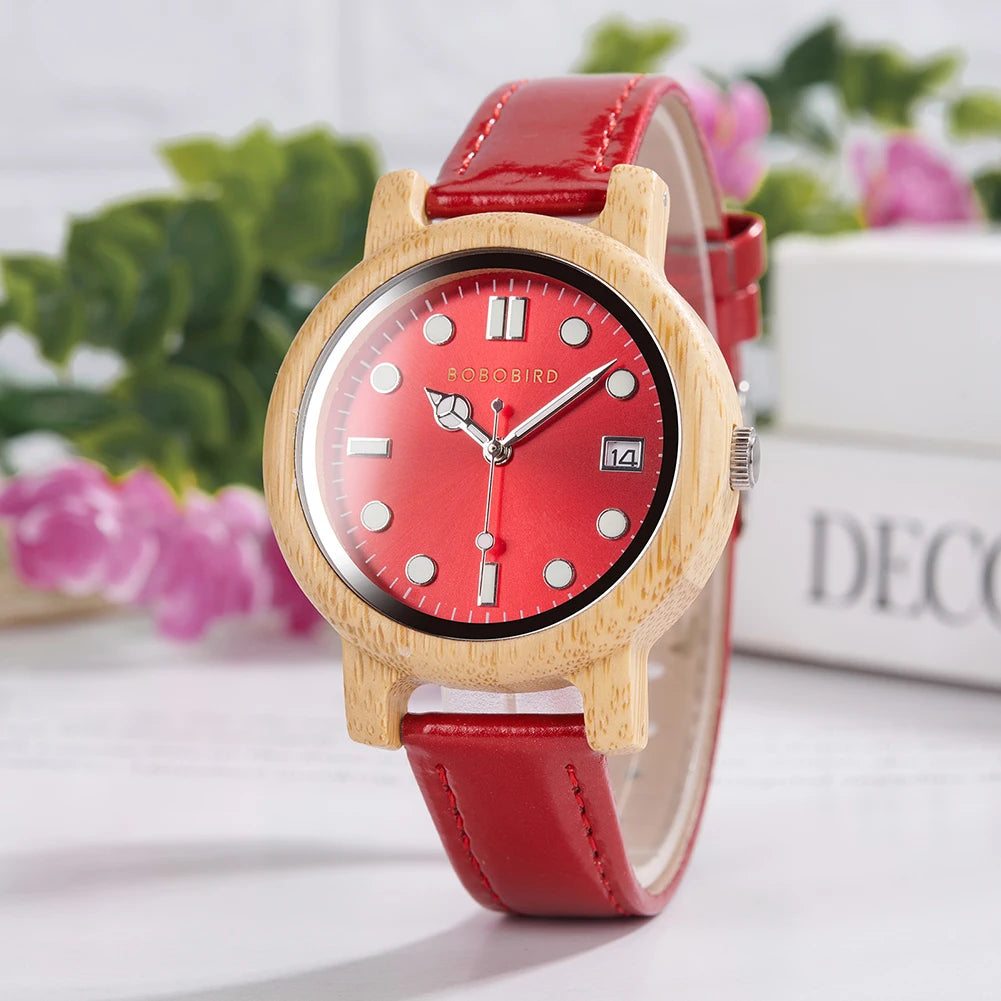 BOBOBIRD Bamboo Ladies Wooden Watch – Elegant Lightweight Quartz Watch for Women