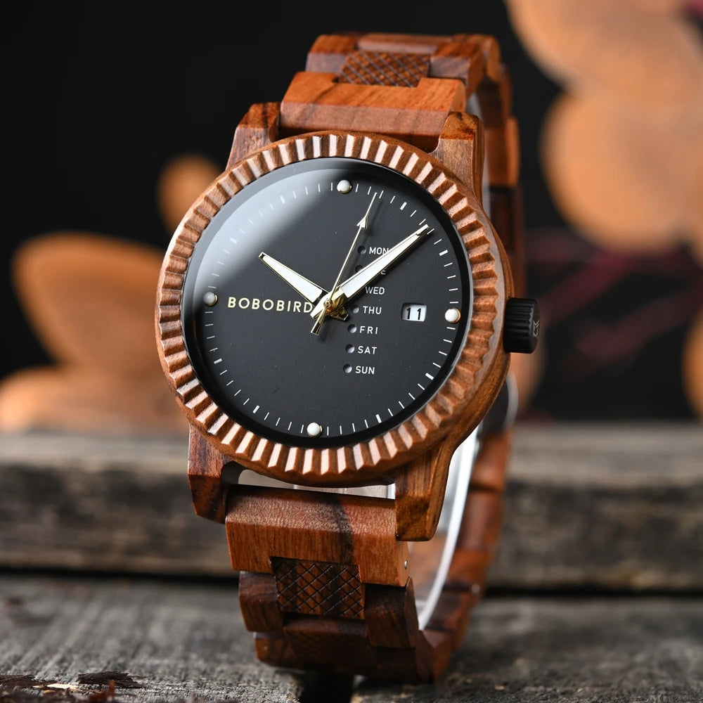 BOBOBIRD Men’s & Couple Wooden Quartz Watch – Fashionable, Custom Gift Box
