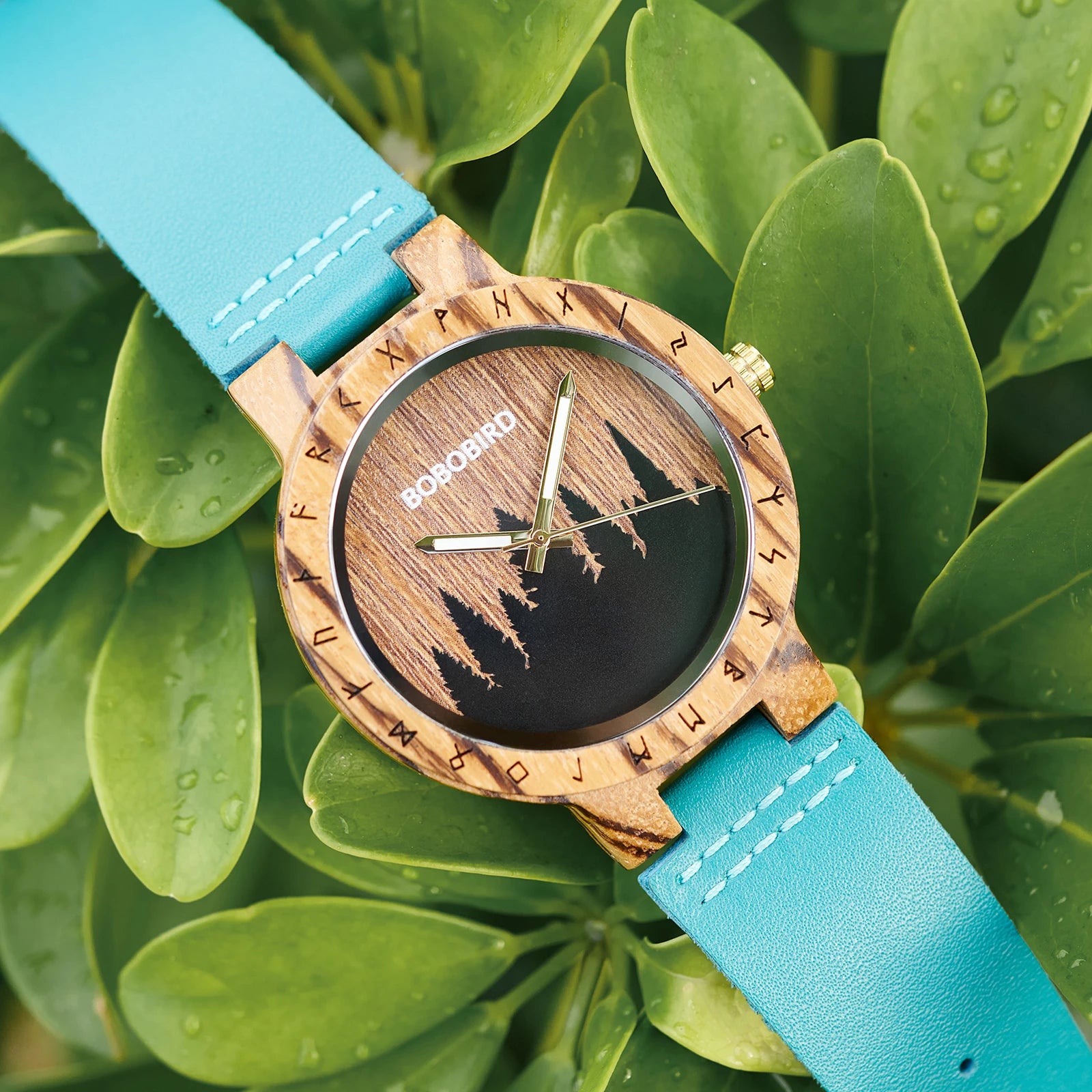 BOBOBIRD Viking Symbol Wooden Quartz Watch – Men’s Forest Design with Gift Box
