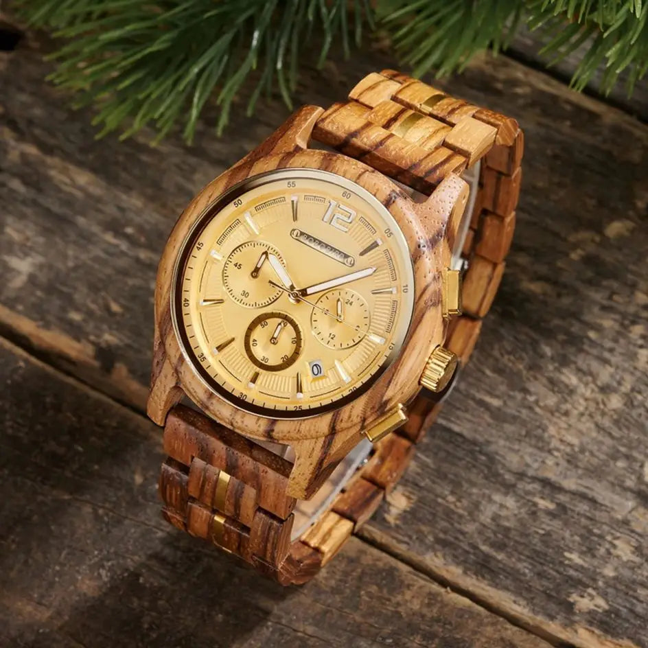 BOBOBIRD Luxury Wooden Men’s Multi-Functional Quartz Watch