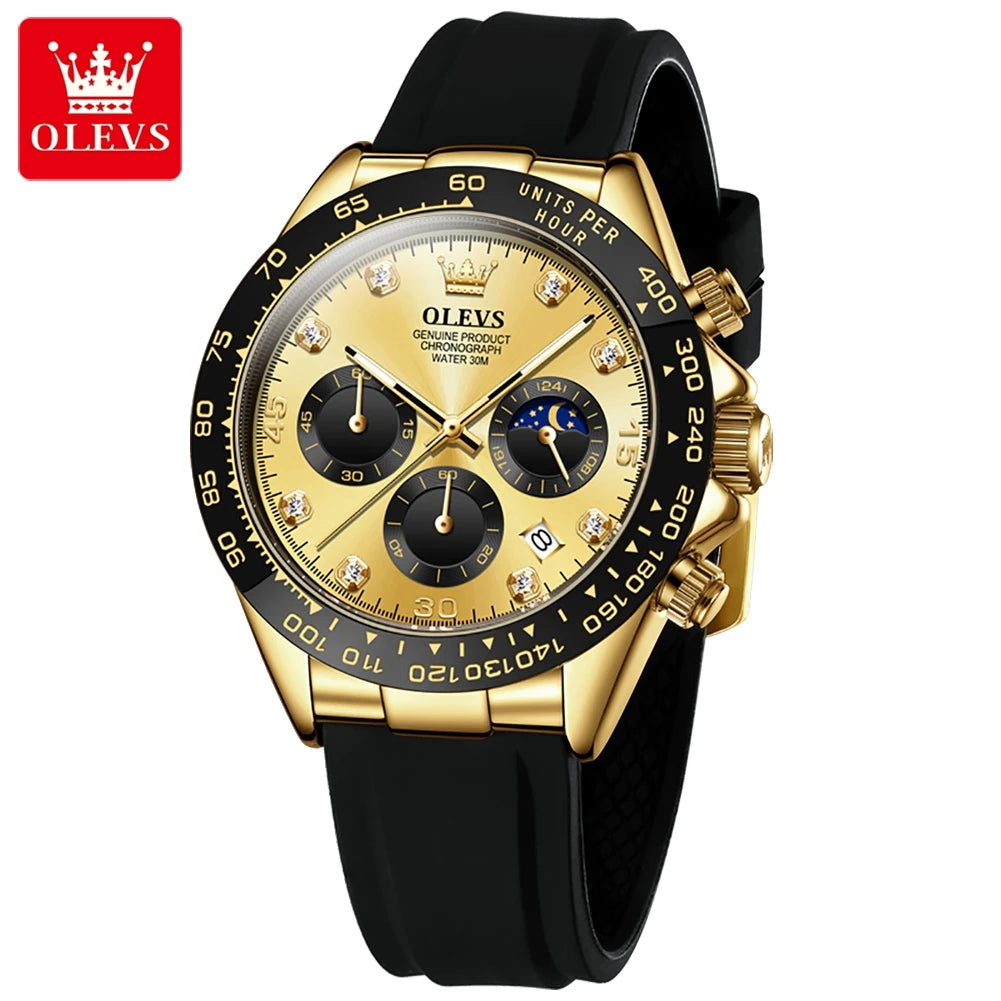 OLEVS Luxury Men’s Quartz Watch – Waterproof, Luminous, Chronograph & Date, Sport Design