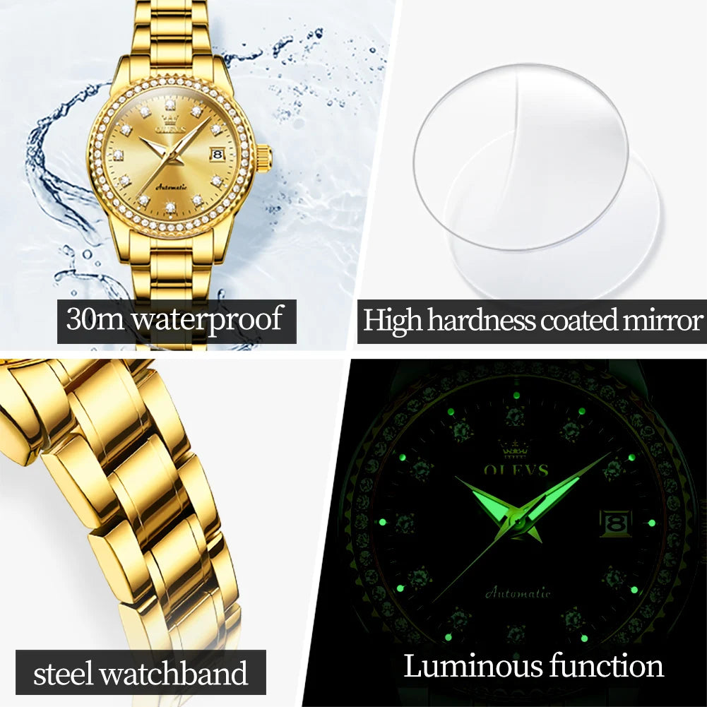 OLEVS Luxury Women’s Automatic Mechanical Watch – Waterproof & Luminous