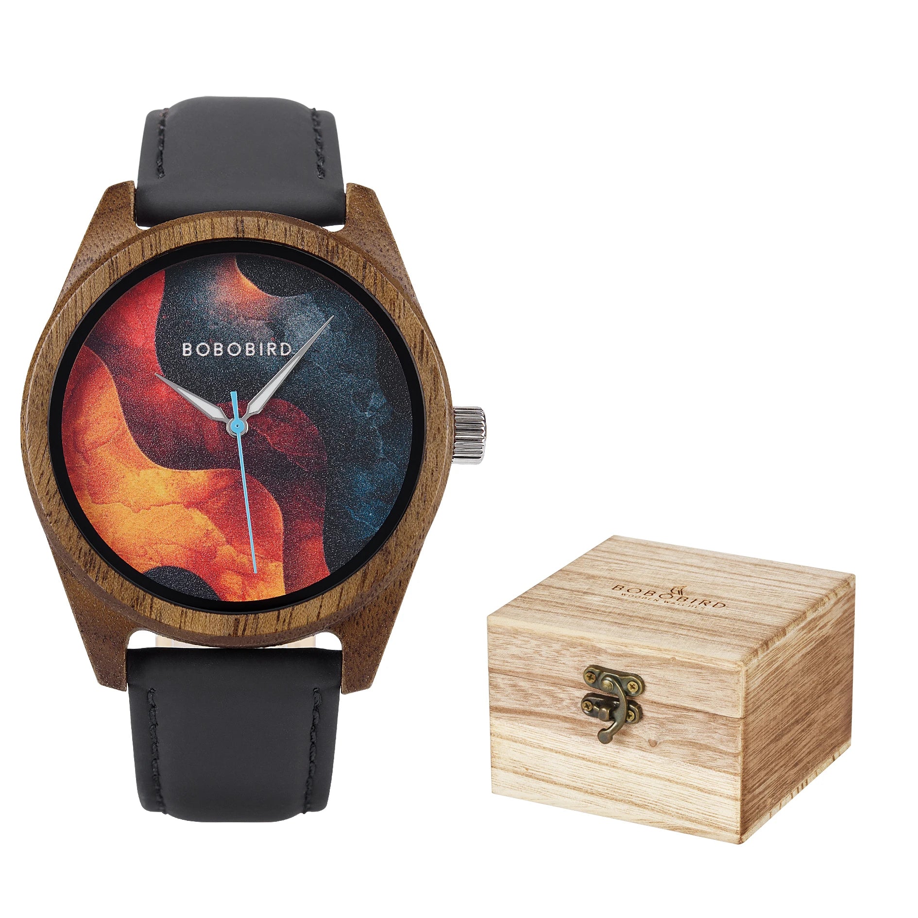 BOBOBIRD 2025 Wooden Watch for Men – Black Leather & Walnut Design
