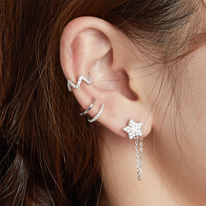 BAMOER Gold Ear Cuff 925 Silver Clip Earrings SCE994