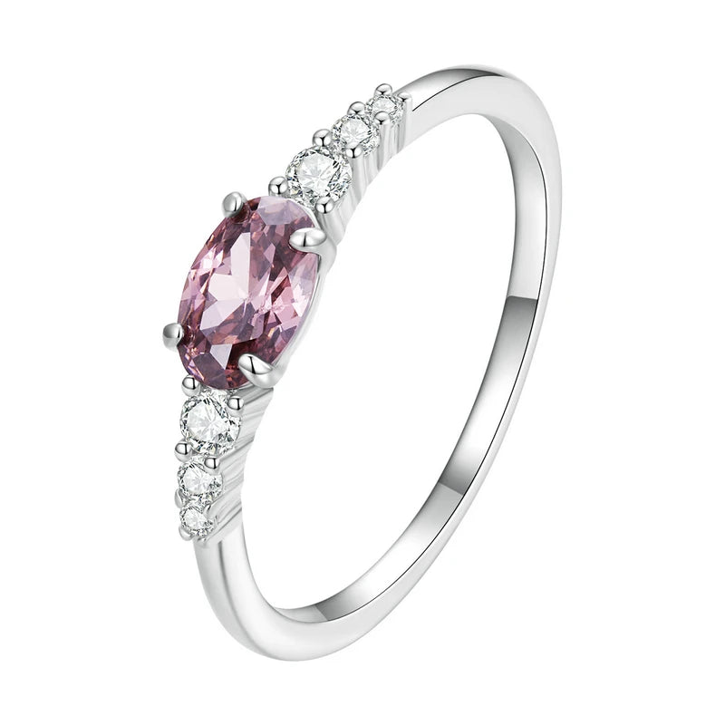 BAMOER Green Zirconium 925 Silver Ring – Elegant Women’s Jewelry
