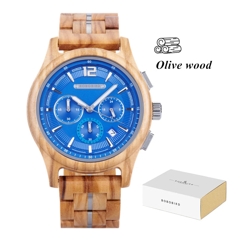 BOBOBIRD Luxury Wooden Men’s Multi-Functional Quartz Watch