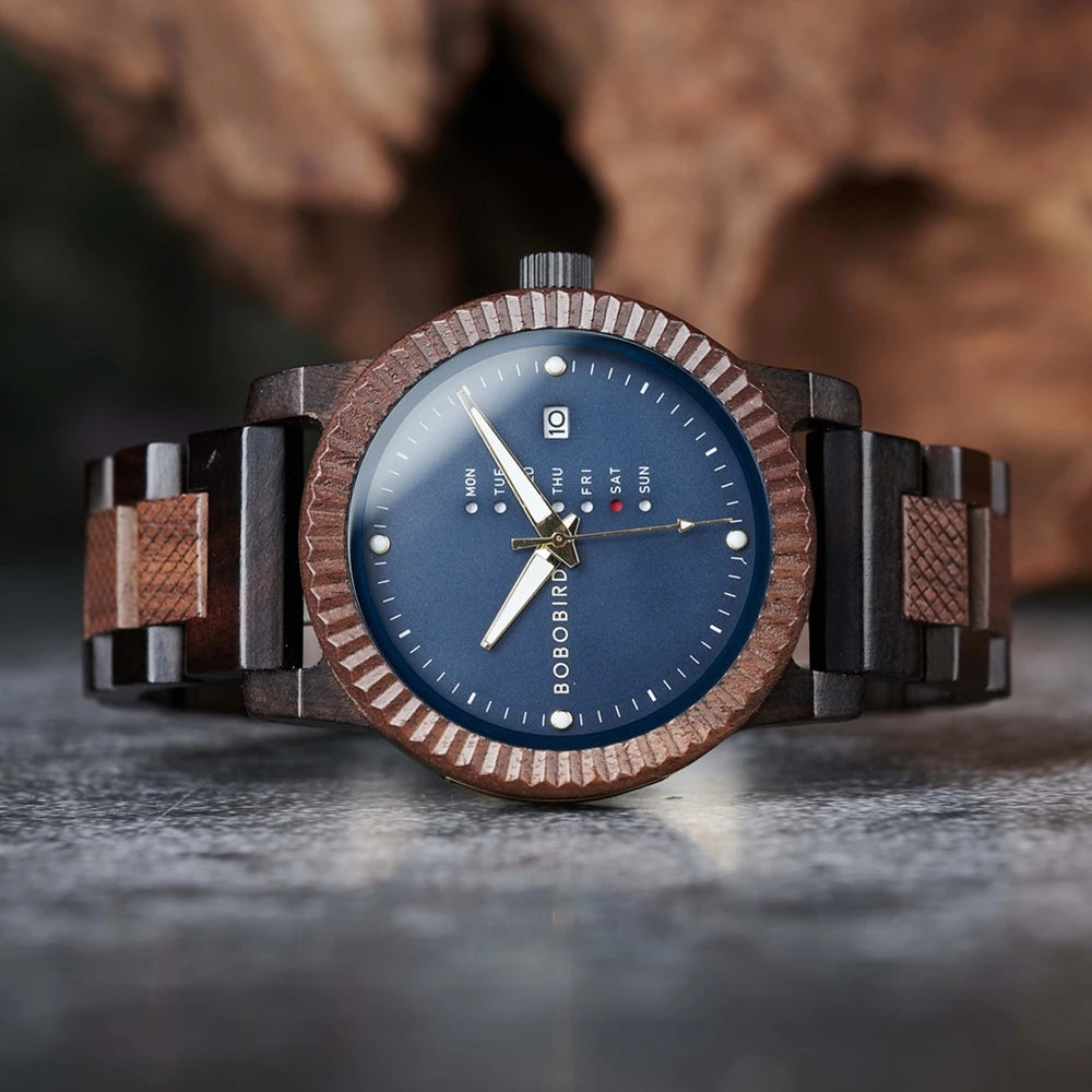 BOBOBIRD Men’s & Couple Wooden Quartz Watch – Fashionable, Custom Gift Box